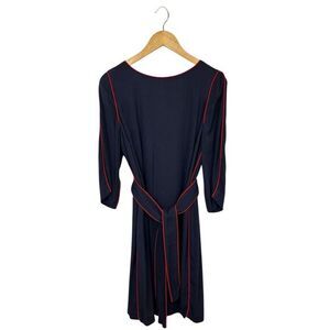 Boden Women's Size 10 Navy Sheath Dress 3/4 Sleeve Belted Waist